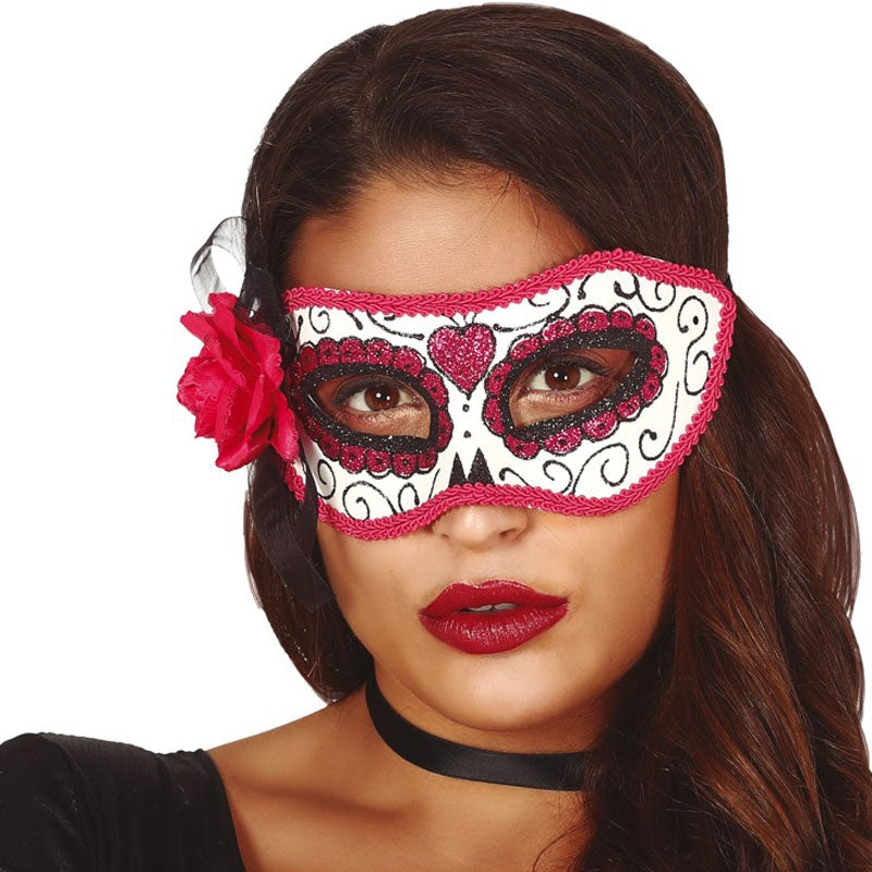 Antifaz Catrina con rosa