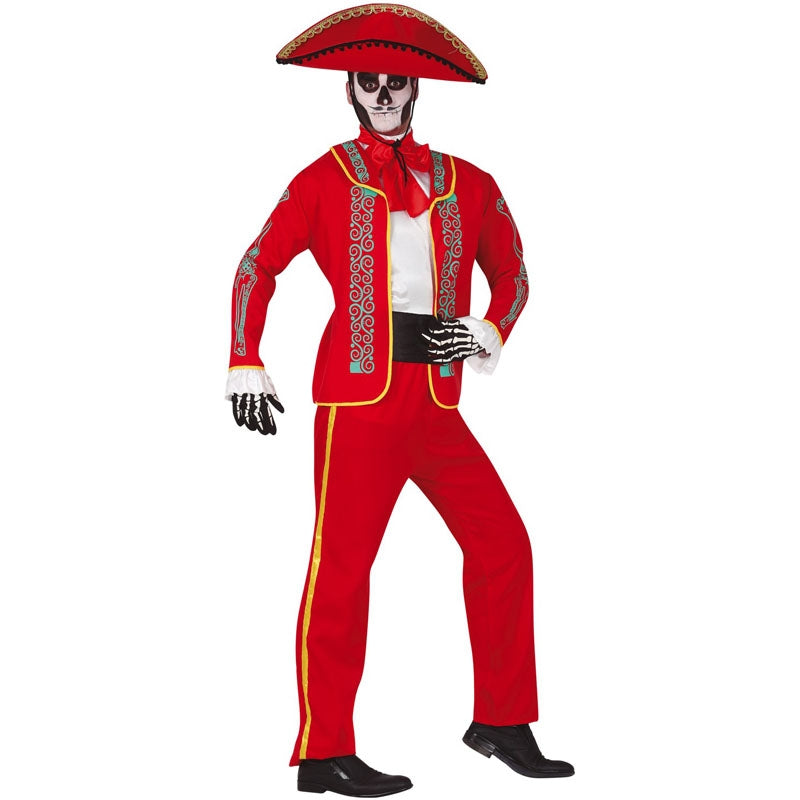 Disfraz de Catrín Mexicano rojo para hombre