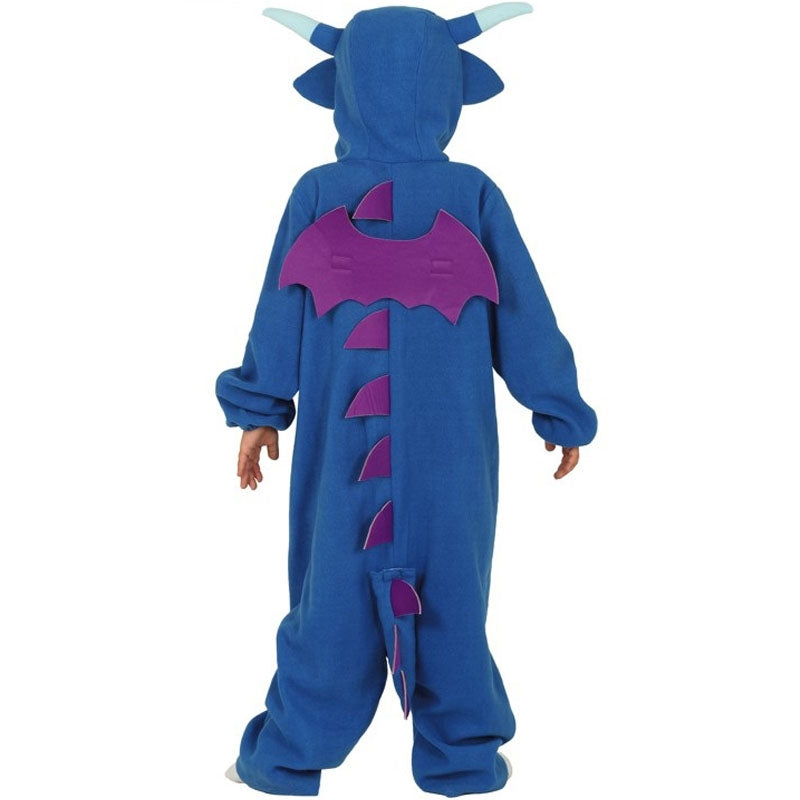 Disfraz de Dragón Azul Kigurumi para niño  espalda