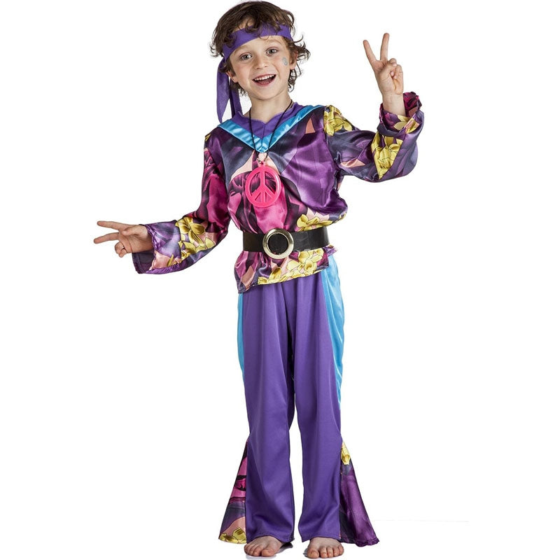 Disfraz de Hippie Morado para niño