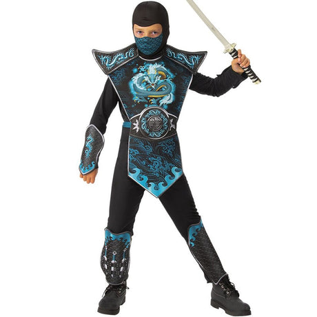 Disfraz de Ninja Dragón azul para niño