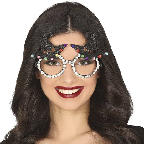 Gafas de gorro de bruja con brillantes