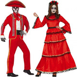 Pareja de Esqueletos Mexicanos Rojos