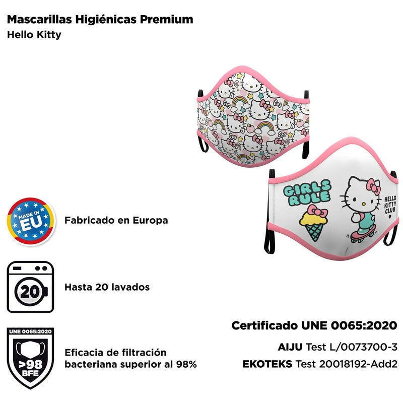 Mascarilla infantil de Hello Kitty certificado