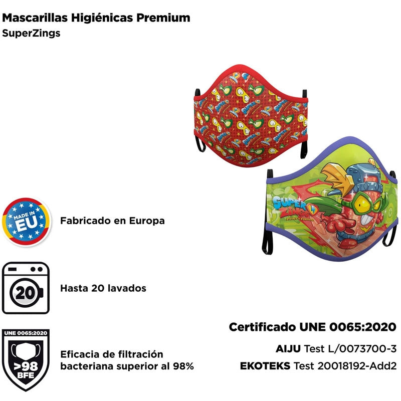 Mascarilla infantil de Kid Fury SuperZings certified